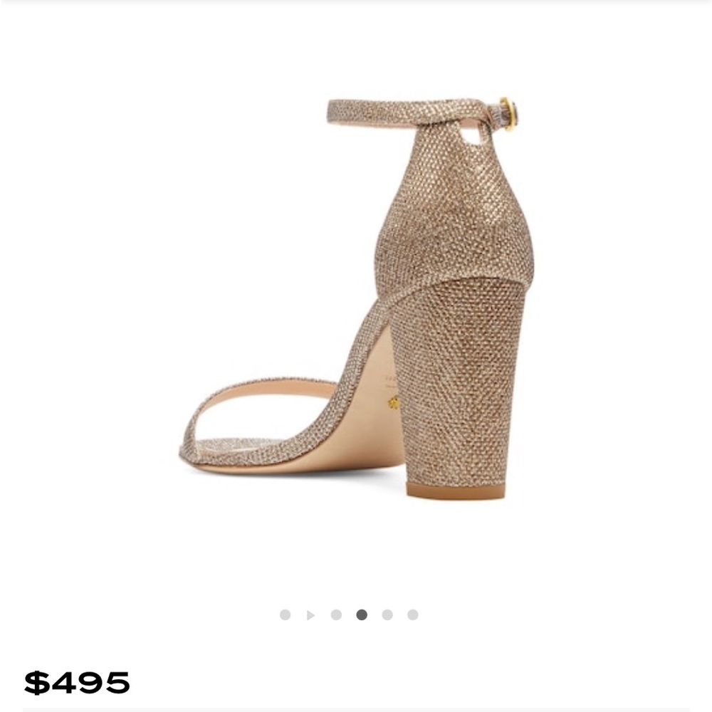 Stuart Weizmann Nearly Nude Gold Block Sandal - image 2
